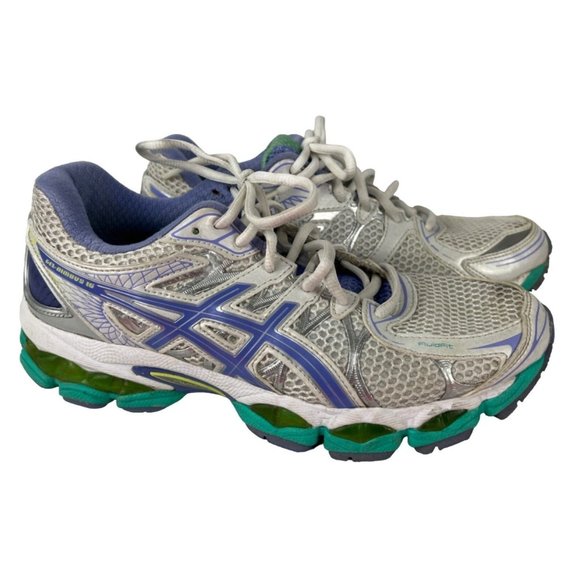Asics - GEL-Nimbus 16 White Purple Teal Running Shoes - Women's 8 - T485N - Picture 1 of 9